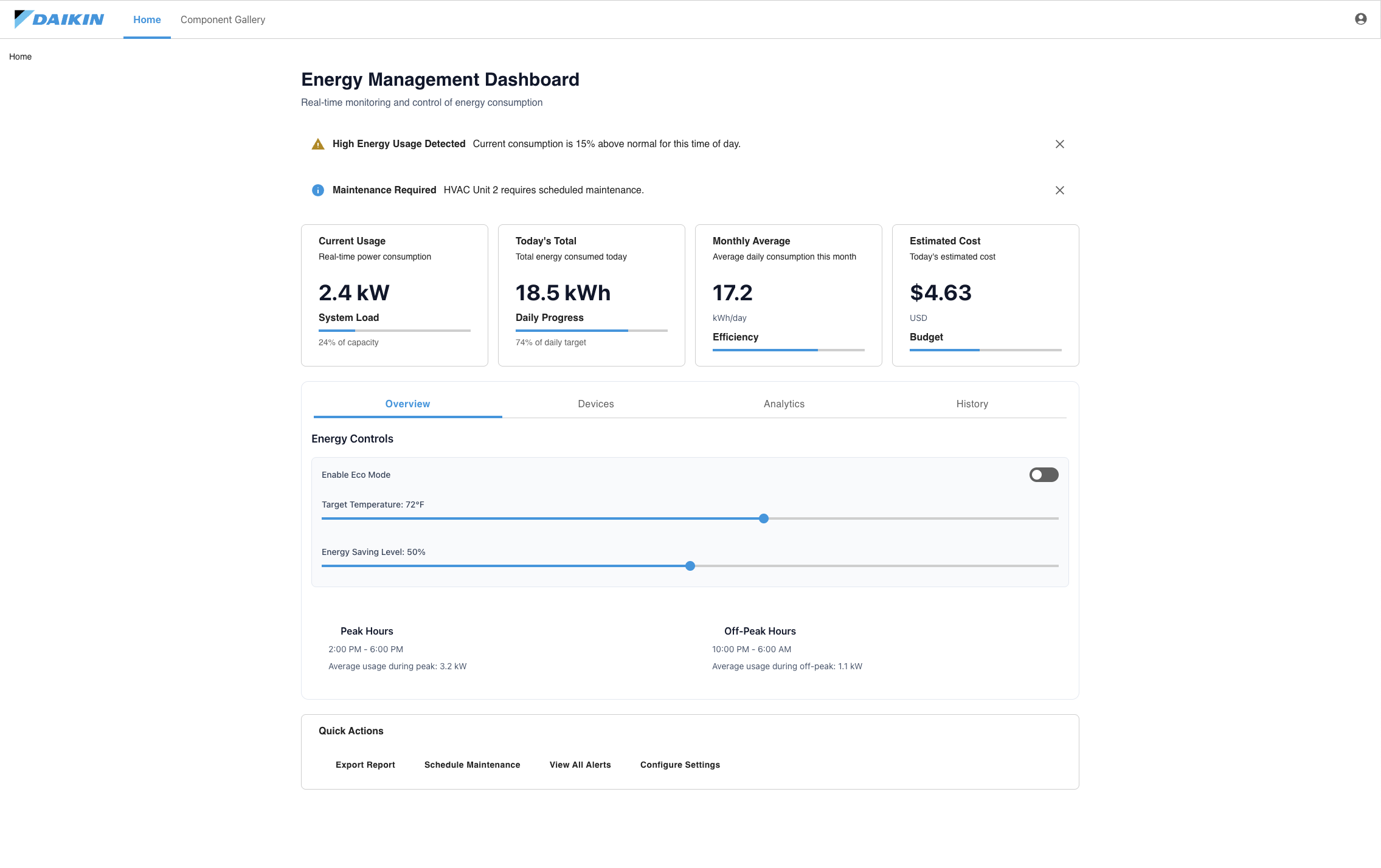 Energy Management Dashboard
