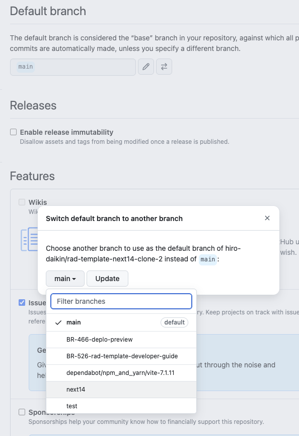 Change default branch
